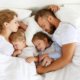 Family co-sleeping in Livonia, Michigan after online parenting class.